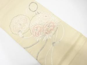 アンティーク　牡丹に華紋・組紐模様刺繍袋帯（材料）